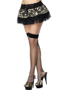 Ladies Fancy Dress - Black/Camo 80s Tutu